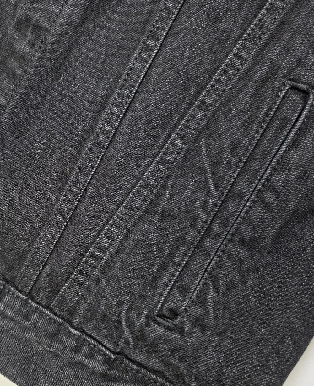 Levi's 72334-0144 Trucker Denim Jacket Mens L Faded Black Skull Patch Custom